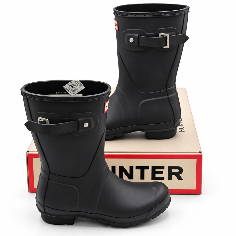 Hunter Original Short-O Rain Boots Womens 7 Black Waterproof HWS1000RMA-O Matte